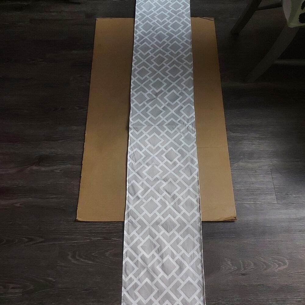 Dove Gray/White Table Runner 13x70 Dining Holiday Home Decor Table Linens Casual